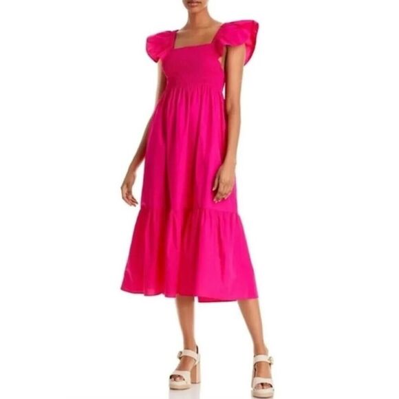 Jason Wu Hot Pink Cutout Open Back Eyelet Midi Summer Dress S - Picture 1 of 13